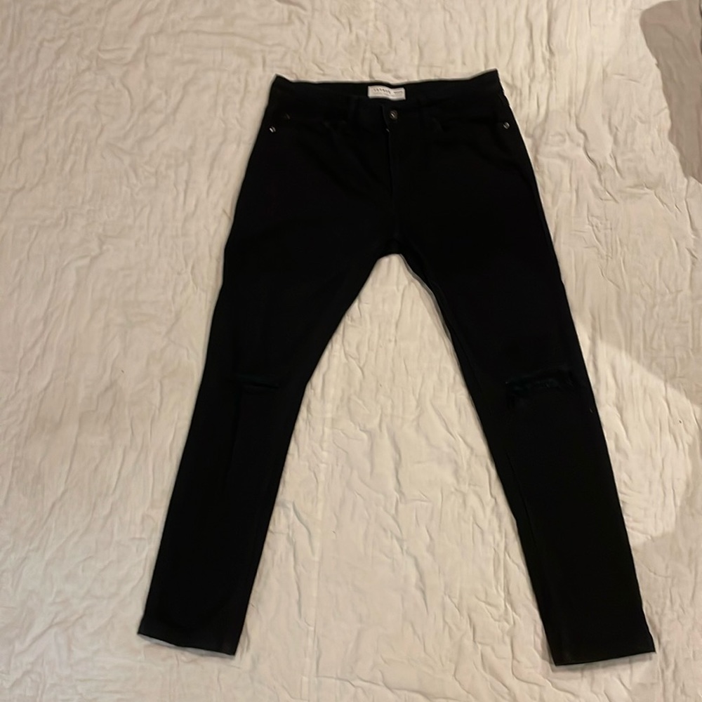 Top Man, stretch skinny, Black Jeans, torn knees, 32x30, never worn